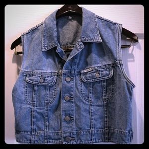 Guess Jeans Vintage Denim Crop Vest XL EUC